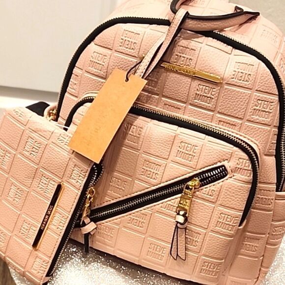 Steve Madden Balma Logo Zipper Backpack- Blush main image 5